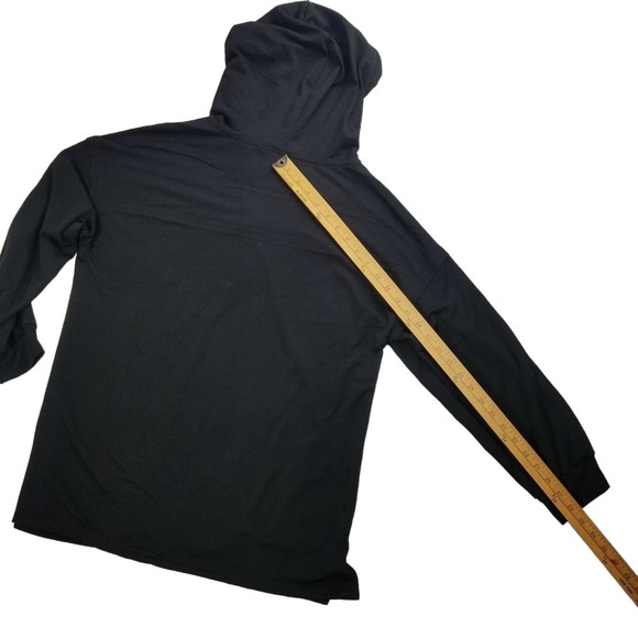 LuckyMore Hoodie Casual V Neck Long Sleeve Henley Oversized Top Womens L Black - Picture 10 of 15